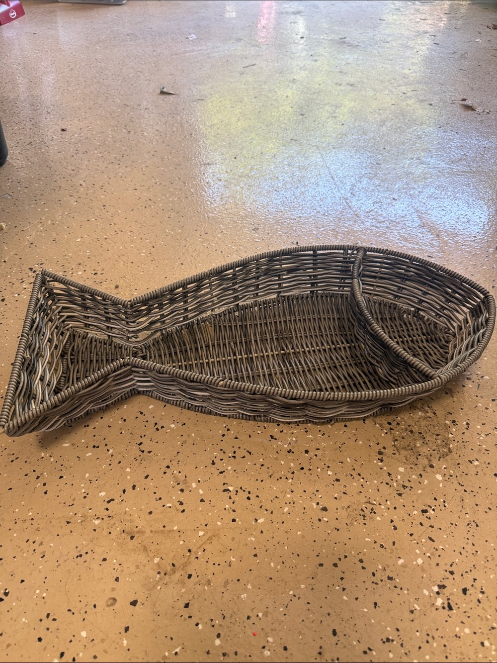 Woven Fish-Shaped Pet Bed Basket - Gray